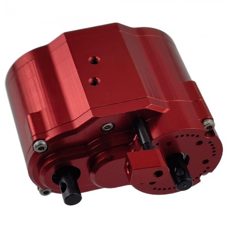 Alloy 2 Speed Complete Assembled Center Gear / Transmission Gear Set for Axial SCX10 D90 1/10 RC Crawler: Red 66x53x32mm