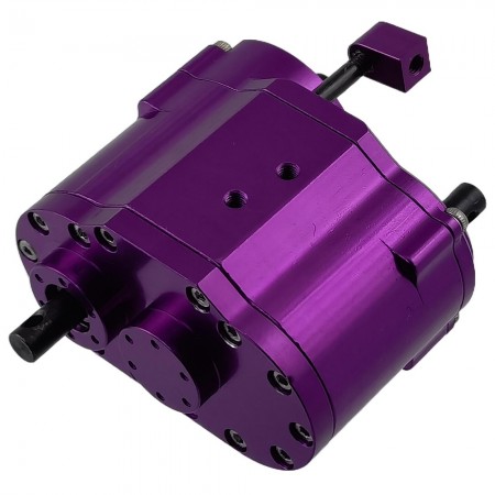 Alloy 2 Speed Complete Assembled Center Gear / Transmission Gear Set for Axial SCX10 D90 1/10 RC Crawler: Purple 66x53x32mm