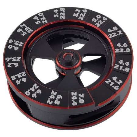 Aluminum Circle 21.6 - 24mm Droop Gauge in 0.2mm Steps with 2 Bolt-on Wheels & Block for 1/10th Scale Touring Car or FWD Model: Red