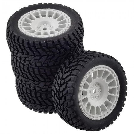 4-Pieces 75mm Rubber Tyres Tires with Foam Inserts and Plastic Wheel Rims, 12mm Hex for RC Drift Touring Car 1/10 1/12 1/14 1/16 Rally On-Road Car: White 75*31mm