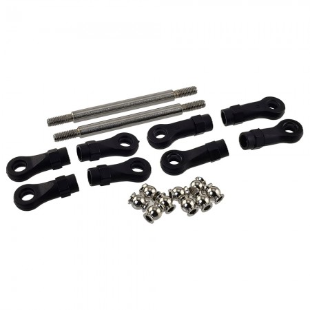 Stainless Steel Link 65mm with Curved & Straight Plastic Rod End & Ball Head 1/10 RC Crawler Screw Hole: M4 (Tie Rod Ends / Ball Head Joint Adapter) Bore to Bore: 80mm