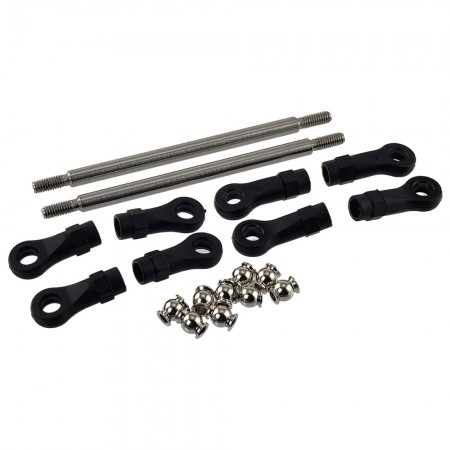 Stainless Steel Link 90mm with Curved & Straight Plastic Rod End & Ball Head 1/10 RC Crawler Screw Hole: M4 (Tie Rod Ends / Ball Head Joint Adapter) Bore to Bore: 105mm