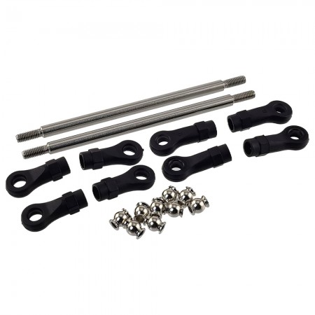 Stainless Steel Link 100mm with Curved & Straight Plastic Rod End & Ball Head 1/10 RC Crawler Screw Hole: M4 (Tie Rod Ends / Ball Head Joint Adapter) Bore to Bore: 115mm