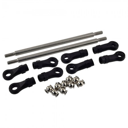 Stainless Steel Link 105mm with Curved & Straight Plastic Rod End & Ball Head 1/10 RC Crawler Screw Hole: M4 (Tie Rod Ends / Ball Head Joint Adapter) Bore to Bore: 120mm