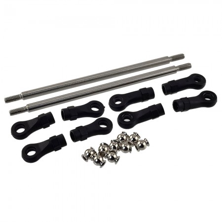 Stainless Steel Link 115mm with Curved & Straight Plastic Rod End & Ball Head 1/10 RC Crawler Screw Hole: M4 (Tie Rod Ends / Ball Head Joint Adapter) Bore to Bore: 130mm