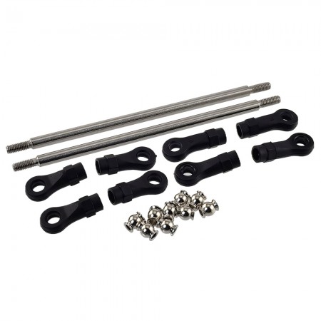 Stainless Steel Link 120mm with Curved & Straight Plastic Rod End & Ball Head 1/10 RC Crawler Screw Hole: M4 (Tie Rod Ends / Ball Head Joint Adapter) Bore to Bore: 135mm