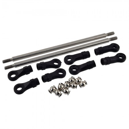 Stainless Steel Link 125mm with Curved & Straight Plastic Rod End & Ball Head 1/10 RC Crawler Screw Hole: M4 (Tie Rod Ends / Ball Head Joint Adapter) Bore to Bore: 140mm