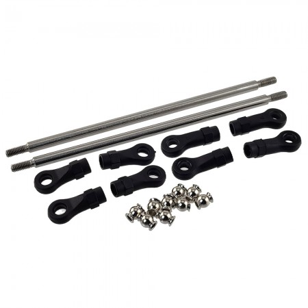 Stainless Steel Link 135mm with Curved & Straight Plastic Rod End & Ball Head 1/10 RC Crawler Screw Hole: M4 (Tie Rod Ends / Ball Head Joint Adapter) Bore to Bore: 150mm