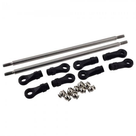 Stainless Steel Link 140mm with Curved & Straight Plastic Rod End & Ball Head 1/10 RC Crawler Screw Hole: M4 (Tie Rod Ends / Ball Head Joint Adapter) Bore to Bore: 155mm