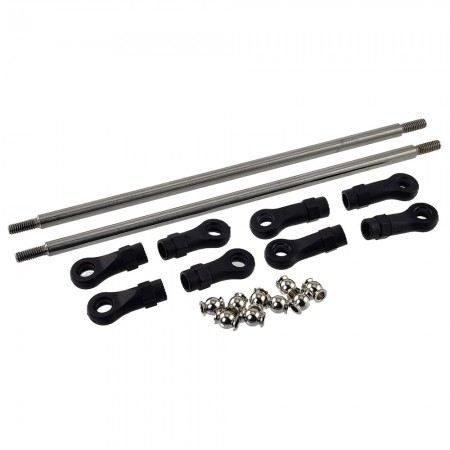 Stainless Steel Link 155mm with Curved & Straight Plastic Rod End & Ball Head 1/10 RC Crawler Screw Hole: M4 (Tie Rod Ends / Ball Head Joint Adapter) Bore to Bore: 170mm