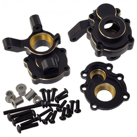 Black Brass Front Portal Housing / Front Steering Knuckle Set for FMS FCX10 1/10 Chevrolet K5 Blazer Off-Road RC Crawler (Front Steering Knuckle /  Knuckle Arm)