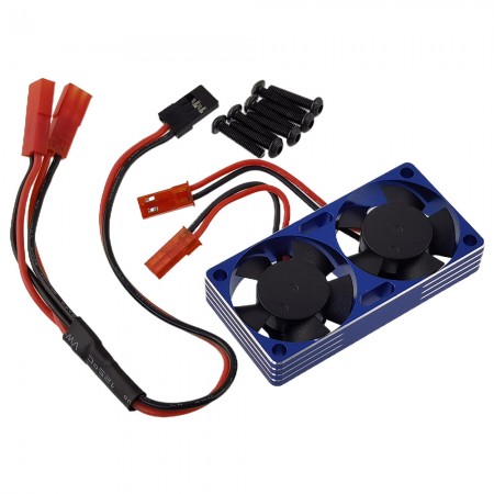 Aluminium 60x30mm Tornado High Speed Twin Fans for RC Car Motor: Blue 60x30.5mm Mount Holes: (24-24)x24mm Max: 22000rpm / 8.4v
