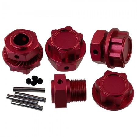 Aluminium 24mm Wheel Hex Adapter and Lock Nuts for Arrma 1/5 Kraton 8S Outcast: Red
