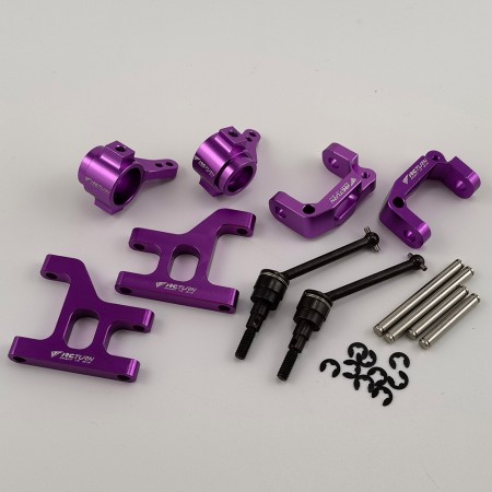 Alloy Steering Knuckle & Front Lower Suspension Arm & C Hub & CVD for Tamiya CC-01 / CC01 1/10 RC Crawler: Purple