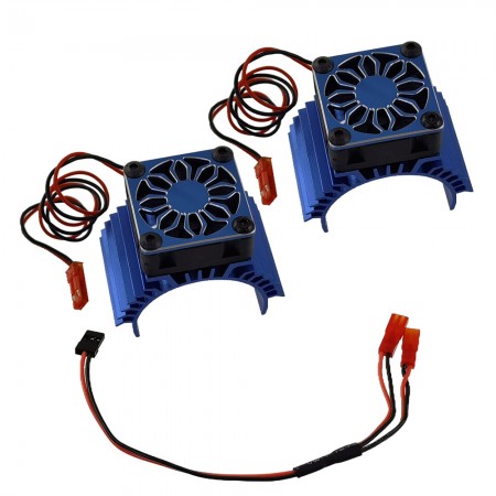 Aluminium RC Car Motor Heat Sink Kit with High Speed 30x30mm Fans for 36mm Diameter Motor: Blue (for Brushed 540/550, Brushless 3650 3660 3674 36mm Diameter Motors)