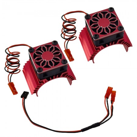 Aluminium RC Car Motor Heat Sink Kit with High Speed 30x30mm Fans for 36mm Diameter Motor: Red (for Brushed 540/550, Brushless 3650 3660 3674 37mm Diameter Motors)