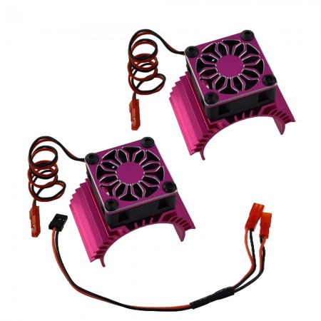 Aluminium RC Car Motor Heat Sink Kit with High Speed 30x30mm Fans for 36mm Diameter Motor: Pink (for Brushed 540/550, Brushless 3650 3660 3674 38mm Diameter Motors)