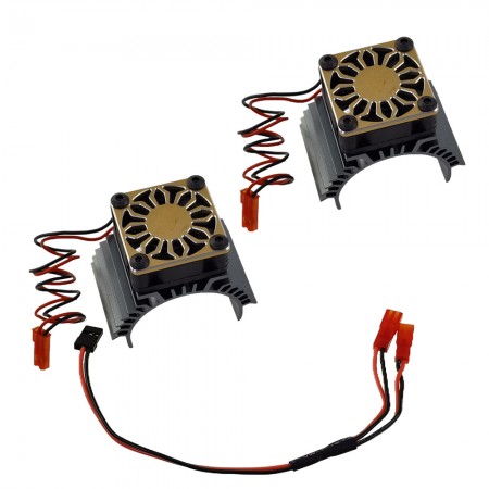 Aluminium RC Car Motor Heat Sink Kit with High Speed 30x30mm Fans for 36mm Diameter Motor: Gold/TiColor (for Brushed 540/550, Brushless 3650 3660 3674 39mm Diameter Motors)