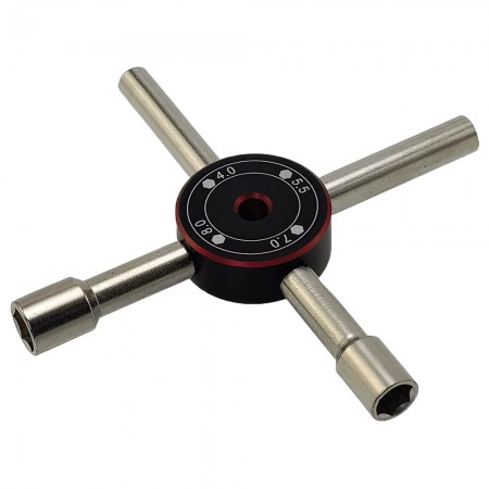 V2 RC Mini 4-in-1 Multi Cross Nut Wrench Nut4.0/5.5/7.0/8.0: Red 1pc
