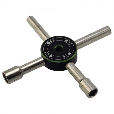 V2 RC Mini 4-in-1 Multi Cross Nut Wrench Nut4.0/5.5/7.0/8.0: Green 1pc