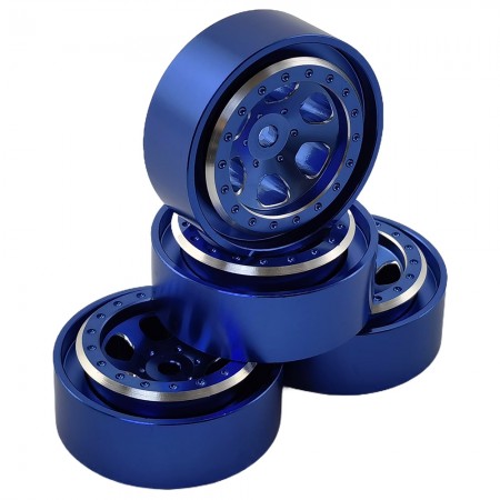 Aluminum Beadlock Crawler Wheels for TRX-4M 1/18th Scale Crawler: Blue 4pcs/set 35x14.5mm