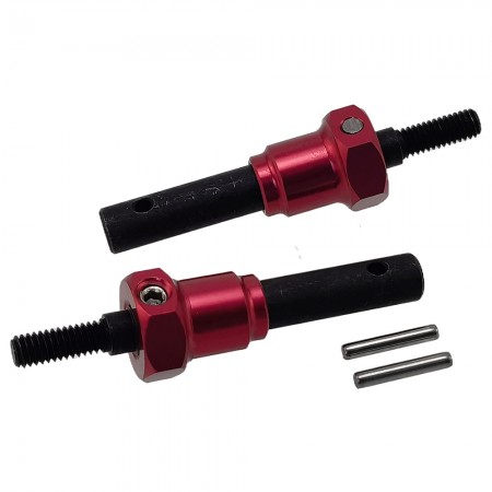 Harden Steel Extended Length Front / Rear Stub Axles with Aluminum Wheel Hex for TRX4 / TRX-4 / TRX6 / TRX-6 RC Crawler: Red