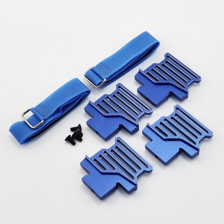 Aluminum Battery Raised Holder Set with Velcro Strap for Traxxas 1/6 4WD XRT 8S Race Monster Truck: Blue