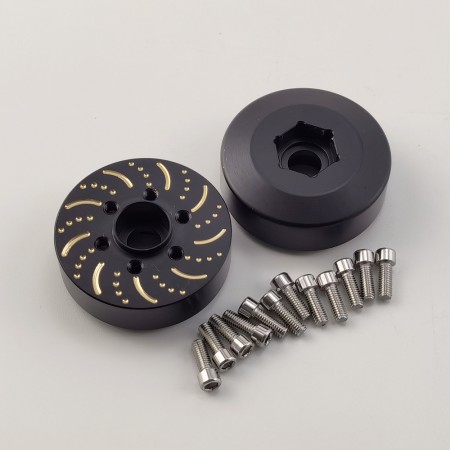 Black Brass Wheel Weight Hub 12mm for 1.9/2.2 Crawler Wheel (VP Wheels) 85g/pc 36x36x14mm Hex 12mm Hub M3*12 Scale Screws 2pcs/set