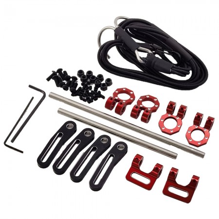 Aluminum Adjustable Front/Rear Bumper Set with Shackle & Strap for 1/10 RC Crawler Chassis LCG / TRX4 / SCX10 / TRX6 / GEN8: Red