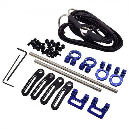Aluminum Adjustable Front/Rear Bumper Set with Shackle & Strap for 1/10 RC Crawler Chassis LCG / TRX4 / SCX10 / TRX6 / GEN8: Blue