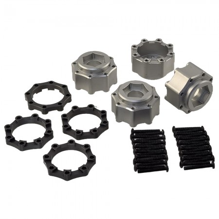 A Type Aluminum Hex Adapters 8×32 to 17mm for Pro-Line / Proline 8×32 3.8″Removable Hex Wheels: Silver