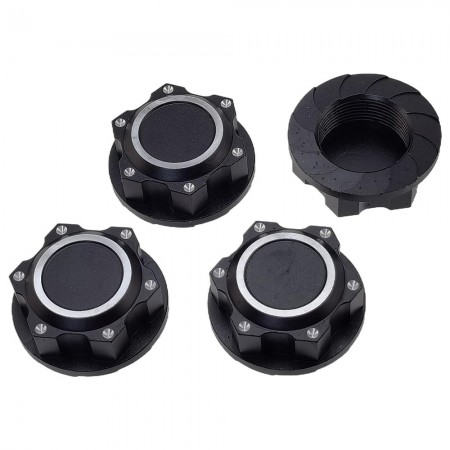 Aluminum 24mm Serrated Dirt Shield Wheel Lock Nuts for Arrma 1/5 Kraton 8S Outcast Speed Truck: Black