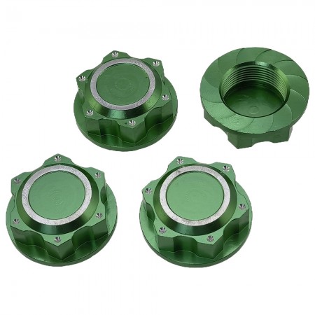 Aluminum 24mm Serrated Dirt Shield Wheel Lock Nuts for Arrma 1/5 Kraton 8S Outcast Speed Truck: Green