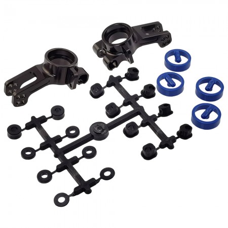 Aluminum Rear Hub Carrier (Gunmetal) with Bearing Bushings / Wheel Spacers/ Roll Center Pills for Kyosho Inferno MP10 Buggy