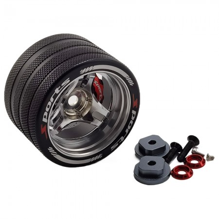 Aluminum RC Transmitter Steering Wheel for SANWA FUTABA Flysky NB4 X9: Silver