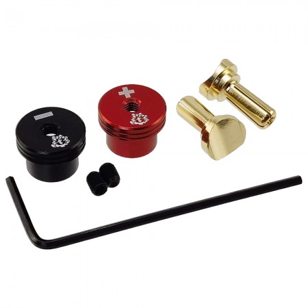V2 Aluminum RC Heatsink Bullet Plug Grips w/5.0mm Bullets (Black/Red) for Battery Charge Connector