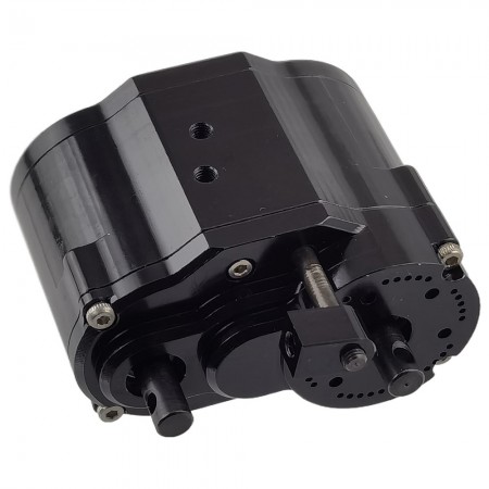 Alloy 2 Speed Complete Assembled Center Gear / Transmission Gear Set for Axial SCX10 D90 1/10 RC Crawler: Black 66x53x32mm