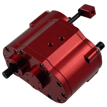 Alloy 2 Speed Complete Assembled Center Gear / Transmission Gear Set for Axial SCX10 D90 1/10 RC Crawler: Red 66x53x32mm