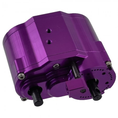 Alloy 2 Speed Complete Assembled Center Gear / Transmission Gear Set for Axial SCX10 D90 1/10 RC Crawler: Purple 66x53x32mm