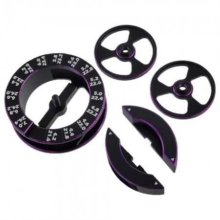 Aluminum Circle 21 - 25mm Droop Gauge in 0.2mm Steps with 2 Bolt-on Wheels for 1/10th Scale Touring Car or FWD Model: Purple