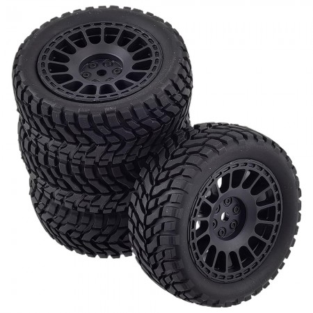 4-Pieces 75mm Rubber Tyres Tires with Foam Inserts and Plastic Wheel Rims, 12mm Hex for RC Drift Touring Car 1/10 1/12 1/14 1/16 Rally On-Road Car: Black 75*31mm