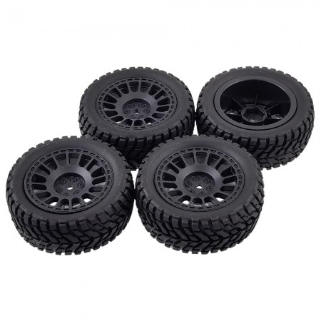 4-Pieces 75mm Rubber Tyres Tires with Foam Inserts and Plastic Wheel Rims, 12mm Hex for RC Drift Touring Car 1/10 1/12 1/14 1/16 Rally On-Road Car: Black 75*31mm