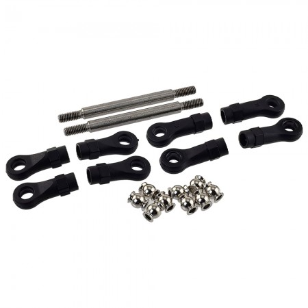 Stainless Steel Link 60mm with Curved & Straight Plastic Rod End & Ball Head for 1/10 RC Crawler Screw Hole: M4 (Tie Rod Ends / Ball Head Joint Adapter) Bore to Bore: 75mm