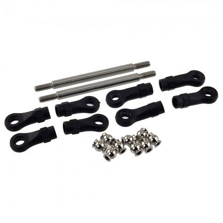 Stainless Steel Link 70mm with Curved & Straight Plastic Rod End & Ball Head 1/10 RC Crawler Screw Hole: M4 (Tie Rod Ends / Ball Head Joint Adapter) Bore to Bore: 85mm