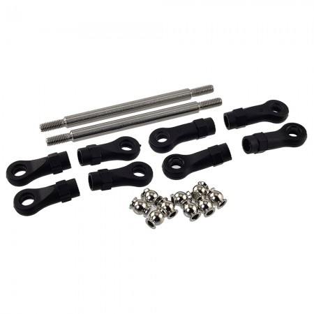 Stainless Steel Link 75mm with Curved & Straight Plastic Rod End & Ball Head 1/10 RC Crawler Screw Hole: M4 (Tie Rod Ends / Ball Head Joint Adapter) Bore to Bore: 90mm