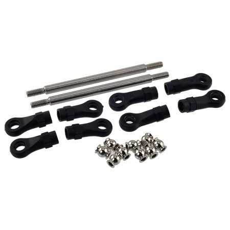 Stainless Steel Link 80mm with Curved & Straight Plastic Rod End & Ball Head 1/10 RC Crawler Screw Hole: M4 (Tie Rod Ends / Ball Head Joint Adapter) Bore to Bore: 95mm