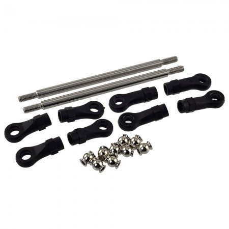 Stainless Steel Link 95mm with Curved & Straight Plastic Rod End & Ball Head 1/10 RC Crawler Screw Hole: M4 (Tie Rod Ends / Ball Head Joint Adapter) Bore to Bore: 110mm