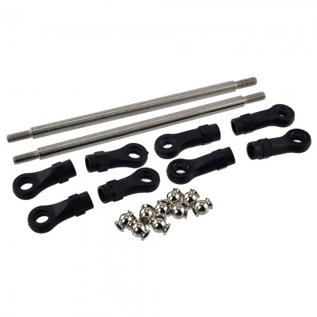 Stainless Steel Link 110mm with Curved & Straight Plastic Rod End & Ball Head 1/10 RC Crawler Screw Hole: M4 (Tie Rod Ends / Ball Head Joint Adapter) Bore to Bore: 125mm