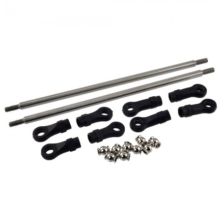 Stainless Steel Link 150mm with Curved & Straight Plastic Rod End & Ball Head 1/10 RC Crawler Screw Hole: M4 (Tie Rod Ends / Ball Head Joint Adapter) Bore to Bore: 165mm