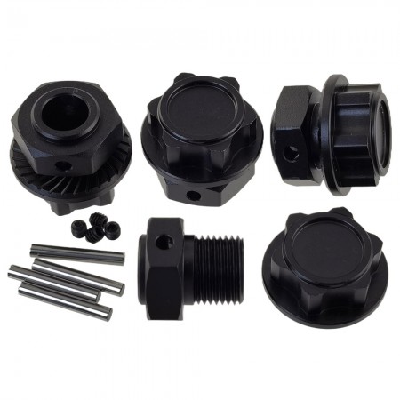 Aluminium 24mm Wheel Hex Adapter and Lock Nuts for Arrma 1/5 Kraton 8S Outcast: Black